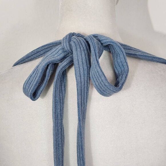 WeWoreWhat Blue Halter Crop Top Size Medium NWT Tie Neck Halter Top - Picture 5 of 11